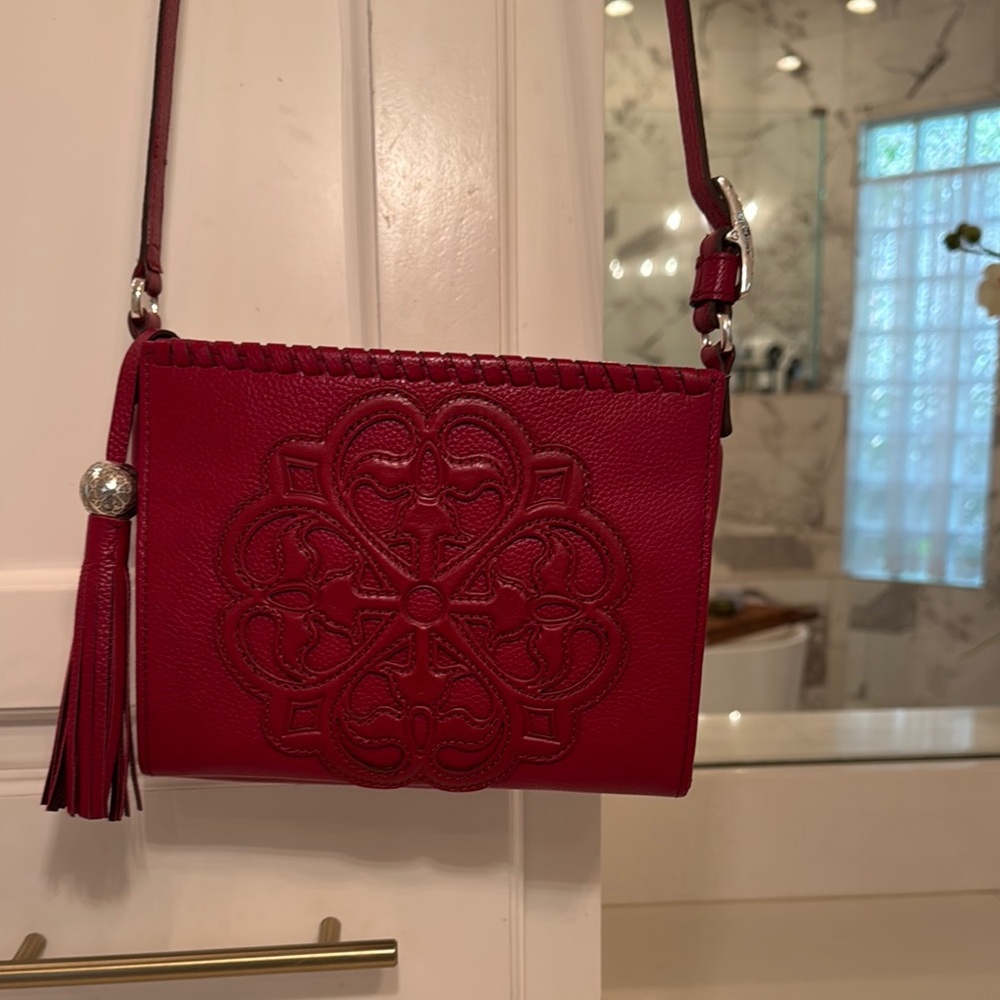 Brighton Red Crossbody Bag with Embossed Design